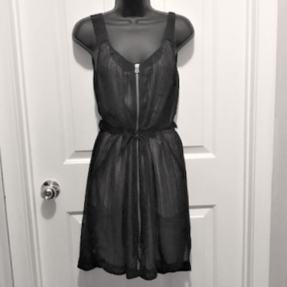 Striped Sheer Little Black Dress by Walter Baker